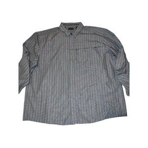 REI Mens Blue Gray Window Pane Print Long Sleeve Button Down Shirt Sz XXL UPF 50